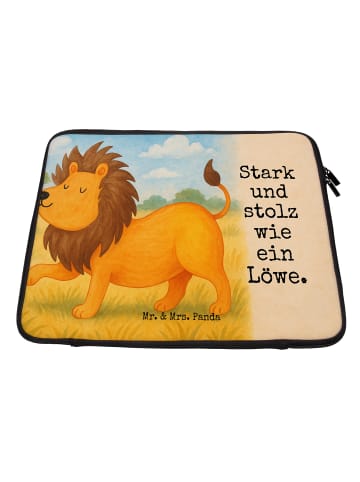 Mr. & Mrs. Panda Laptop Tasche Sternzeichen Löwe Design mit Spruch in Weiß