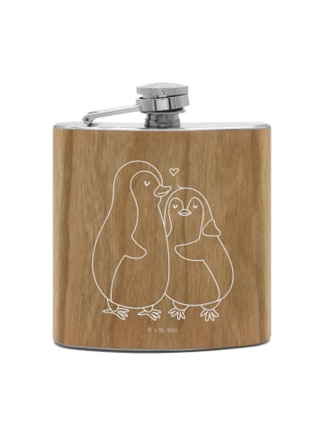 Mr. & Mrs. Panda Flachmann Pinguin umarmen ohne Spruch in Braun