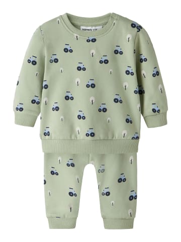 name it Set Sweatshirt & Hose NBMVIMMER LS SWEAT BOX BRU SET in swamp