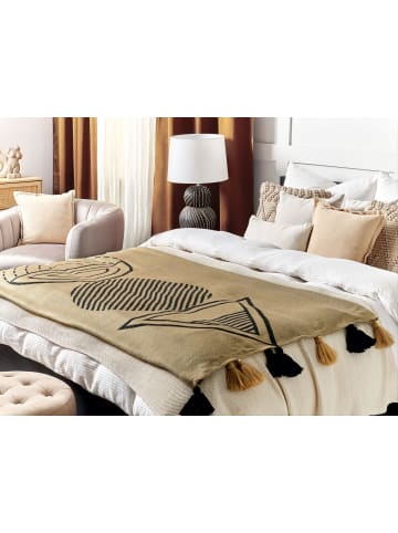 Beliani Kuscheldecke THUMKI in Beige/Schwarz - (W) 130 x (H) 0.3 x (L) 170 cm