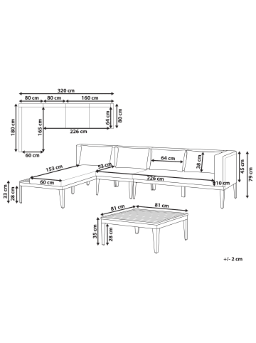 Beliani 2-tlg Sitzgruppe BRACCIANO in Beige/Schwarz/Braun