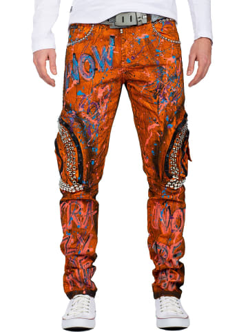 Cipo & Baxx Herren Straight Fit Jeans Stonewashed in Orange