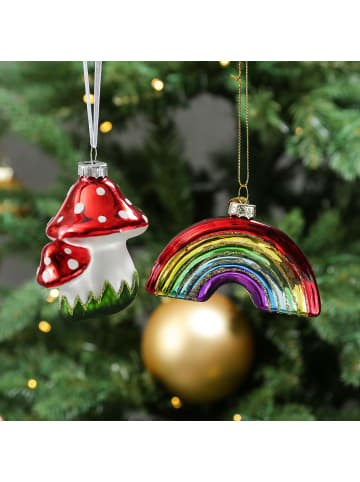 MARELIDA Weihnachtsbaumschmuck Regenbogen Rainbow mit Glitzer Glas L: 10cm in bunt