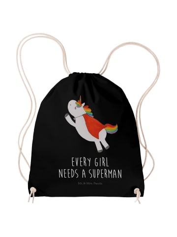 Mr. & Mrs. Panda Gym Rucksack Einhorn Super mit Spruch in Schwarz