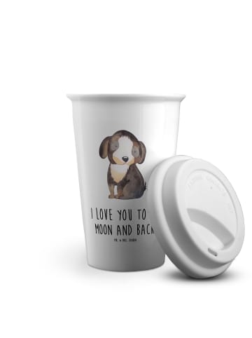 Mr. & Mrs. Panda Kaffeebecher To Go Hund Entspannen mit Spruch in Weiß