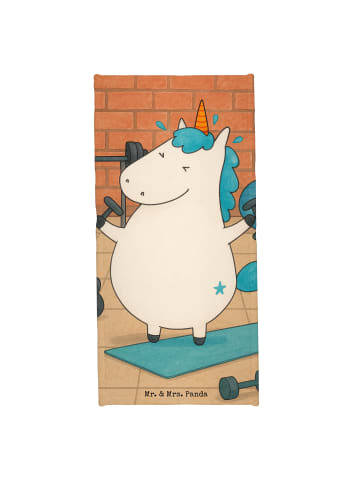 Mr. & Mrs. Panda Badehandtuch Einhorn Fitness Design ohne Spruch in Weiß