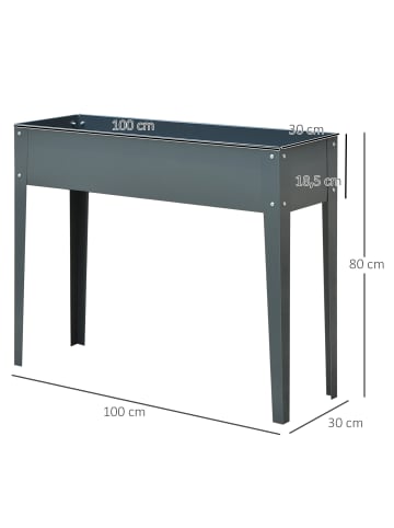 Outsunny Hochbeet L100 x B30 x H80 cm Dunkelgrau