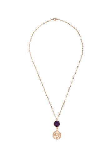 Gemshine Halskette Mandala und Amethyst in rose gold coloured
