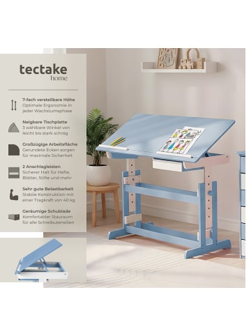 tectake Höhenverstellbarer Computertisch aus Holz, Maße 109 x 55 x 94 cm