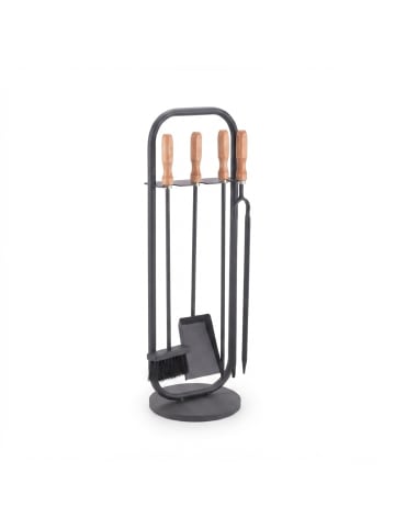 relaxdays 5-tlg. Kaminbesteck-Set in Schwarz/ Natur