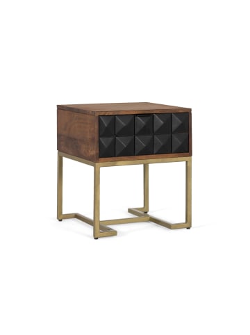 Giner y Colomer Handgeschnitzter und handgefertigter Nachttisch mit vergoldeten Beinen in Black