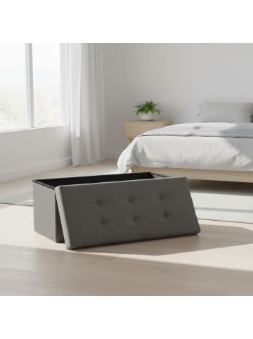 relaxdays Sitzbank in Dunkelgrau - (B)76 x (H)38 x (T)38 cm
