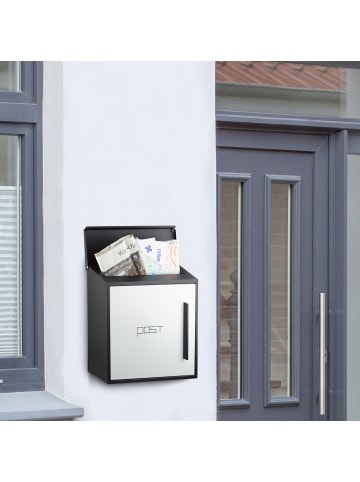 Briefkasten in Schwarz Weiß - (B)35x (H)33 x (T)12,5 cm