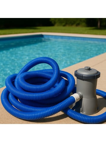 relaxdays Poolschlauch in Blau/ Weiß - (L)10 m x Ø 32 mm