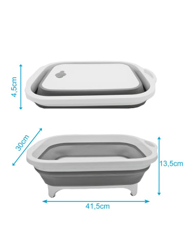 Intirilife Schneidebrett zusammenklappbar mit Abtropfbehälter in Grau