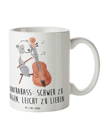 Mr. & Mrs. Panda Kaffeetasse Kontrabass Liebe mit Spruch in Weiß