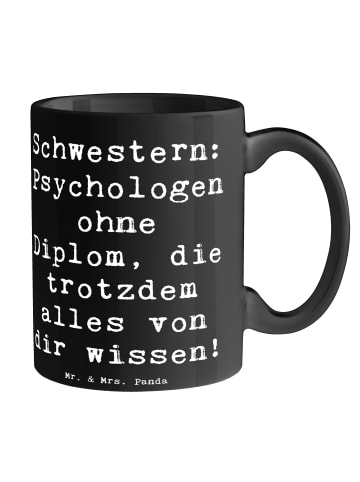 Mr. & Mrs. Panda Tasse Schwestern Psychologen mit Spruch in Schwarz