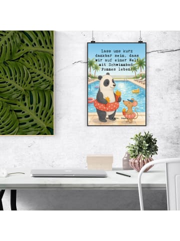 Mr. & Mrs. Panda Poster Panda Schwimmbad Pommes Design mit Spruch in Weiß