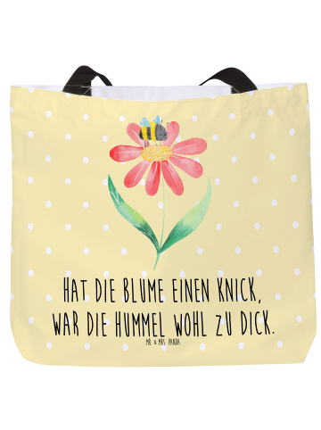 Mr. & Mrs. Panda Henkeltasche Hummel Blume mit Spruch in Gelb Pastell