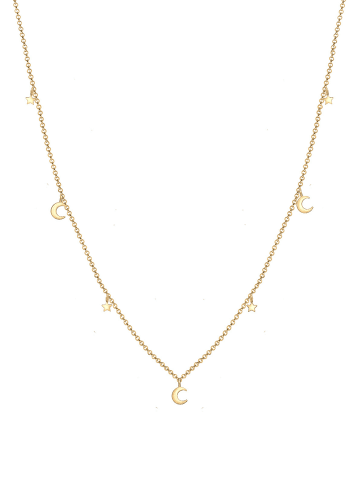 Elli Halskette 925 Sterling Silber Astro, Halbmond, Sterne, Stern in Gold