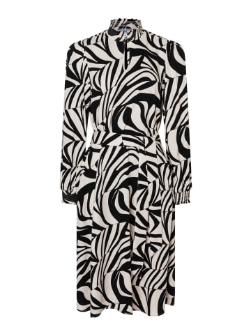 More & More fließendes Midikleid, Alloverprint in black/offwhite