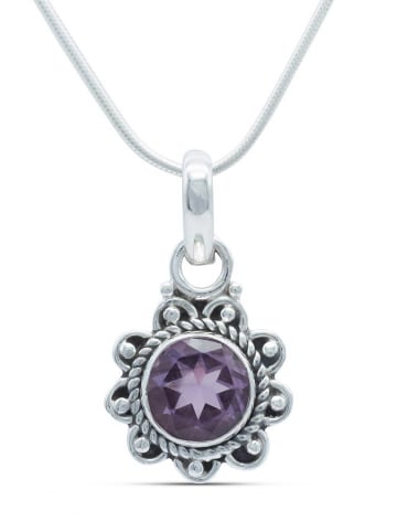 mantraroma 925er Silber - Ketten (L) 13 x (B) 23 mm mit Amethyst facettiert