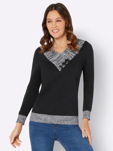 Sieh an! Langarm-Pullover in schwarz