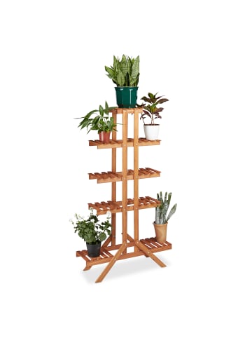 relaxdays Blumentreppe in Hellbraun - (B)83 x (H)142,5 x (T)28,5 cm