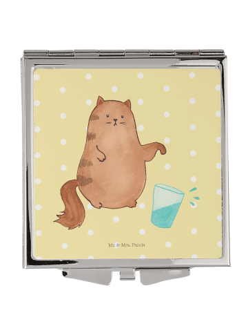 Mr. & Mrs. Panda Kosmetikspiegel Katze Wasserglas ohne Spruch in Gelb Pastell