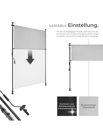 tectake Klemmmarkise Taija mit Handkurbel, UV-beständig und wasserabweisend