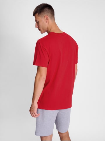 Hummel T-Shirt Regular Fit Stretch Rundhalsausschnitt Logo in Rot