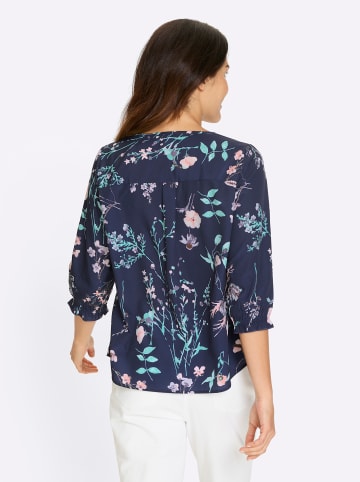 Sieh an! Schlupf-Bluse in marine-hellrosé-bedruckt