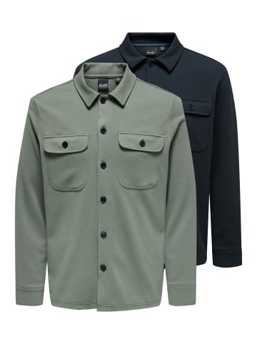 ONLY & SONS Hemdjacke / Overshirt Newkodyl in Hellgrün / dunkelblau