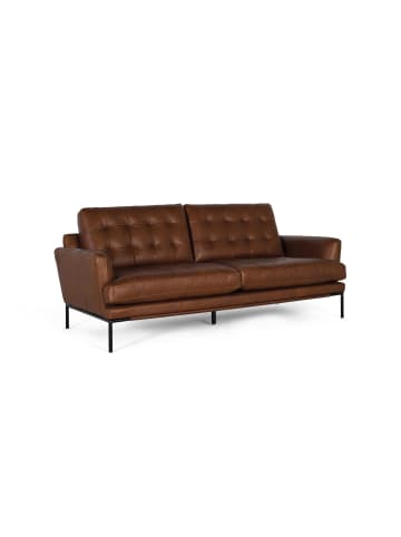 Giner y Colomer Lederpolstersofa im Vintage-Stil mit Metallbeinen 3 Sitze in Brown
