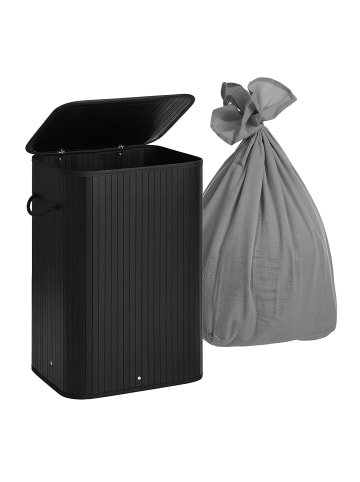 relaxdays Wäschekorb in Schwarz - (B)52 x (H)63 x (T)32 cm