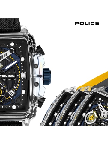 Police Chronograph-Armbanduhr Police Clout schwarz, blau extra groß (ca. 43x43,8mm)