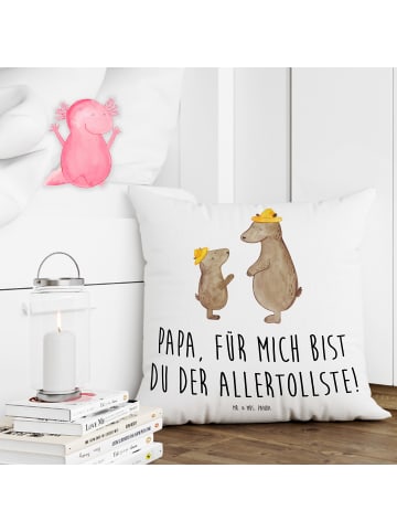 Mr. & Mrs. Panda 40x40 Kissen Bären mit Hut mit Spruch in Weiß