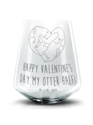 Mr. & Mrs. Panda Blümchentail Glas Otter Valentine mit Spruch in Transparent