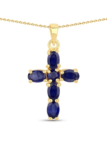 Rafaela Donata Kette Kreuz Sterling Silber Saphir (glasgefüllt) in gelbgold