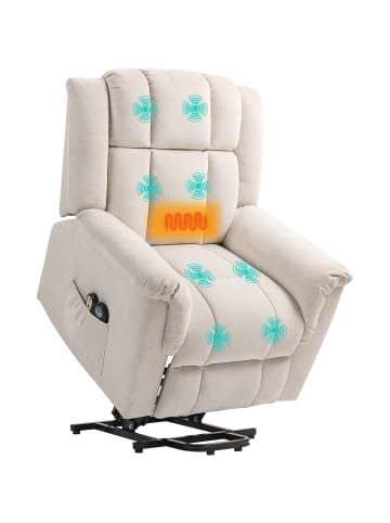 HOMCOM Relaxsessel mit Aufstehhilfe-91L x 85B x 104H cm-Beige