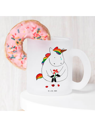 Mr. & Mrs. Panda Teeglas Einhorn Traurig ohne Spruch in Transparent