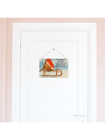 Mr. & Mrs. Panda Schild Rotkehlchen Schlitten Design mit Spruch in Weiß