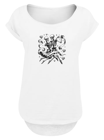 F4NT4STIC Long Cut T-Shirt Skelettpaar tanzt mit Band in weiß