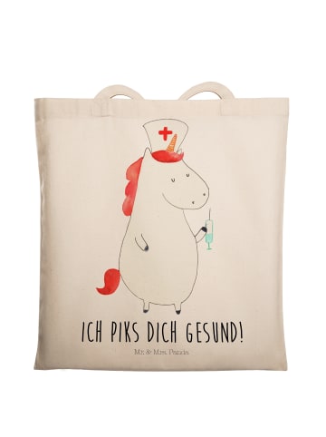 Mr. & Mrs. Panda Umhängetasche Einhorn Krankenschwester mit Spruch in Creme
