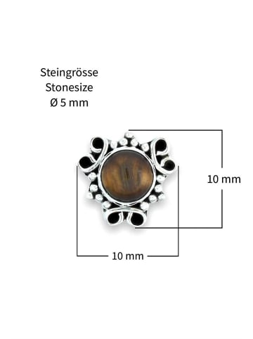 mantraroma 925er Silber - Ohrstecker (L) 10 x (B) 10 mm mit Tigerauge