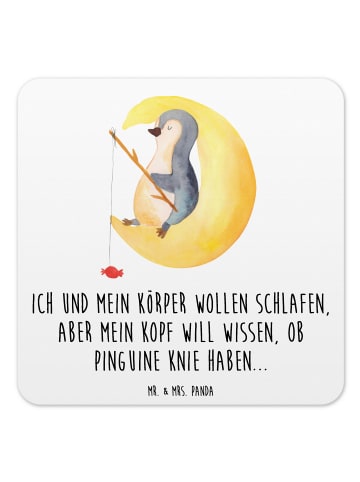 Mr. & Mrs. Panda Tischuntersetzer Pinguin Mond mit Spruch in Weiß