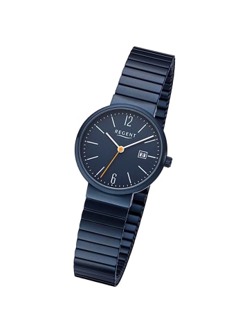 Regent Analog-Armbanduhr Regent Metallarmband dunkelblau klein (ca. 29mm)