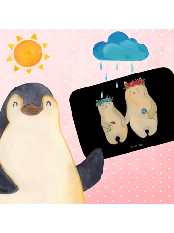 Mr. & Mrs. Panda Badezimmerteppich Bären mit Blumenkranz ohne Sp... in Schwarz