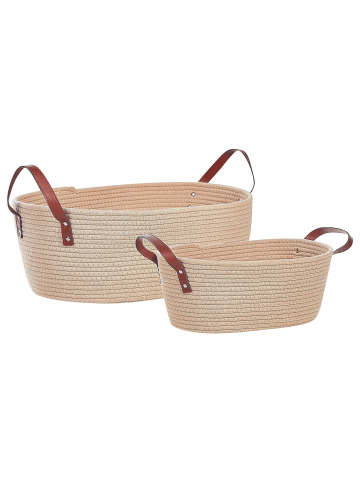 Beliani 2er-Set Korb GISSAR in Beige/Braun