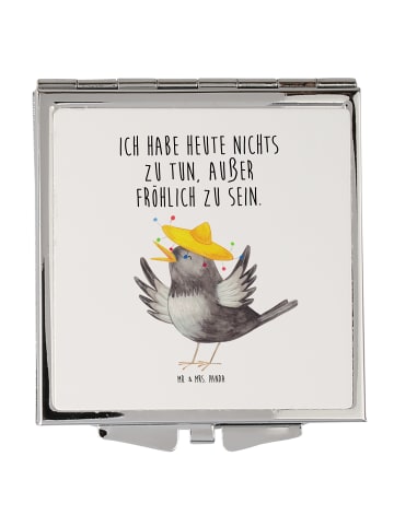 Mr. & Mrs. Panda Schminkspiegel Rabe Sombrero mit Spruch in Weiß